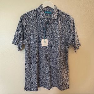 NEW Men’s Tori Richard Blue Shark, Button Down Short Sleeve Shirt, Hawaiian